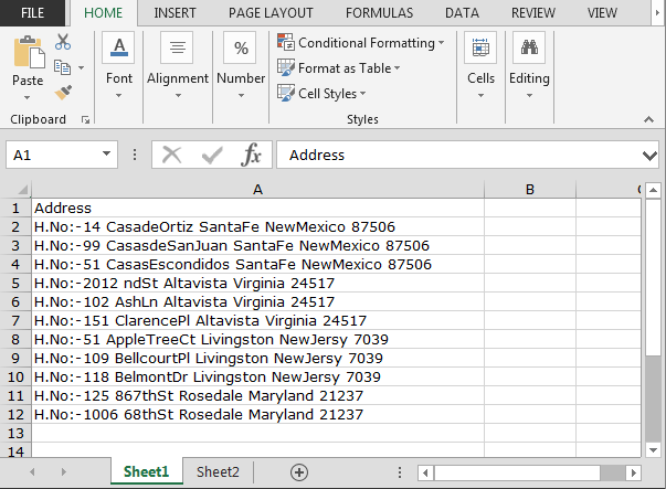 Splitting A Full Address Into Three Or More Separate Cells In Microsoft 