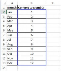 Converting Month Name to a Number in Microsoft Excel