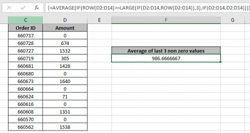 How to Find Average of the Last 3 Non-zero Values in Microsoft Excel 2010