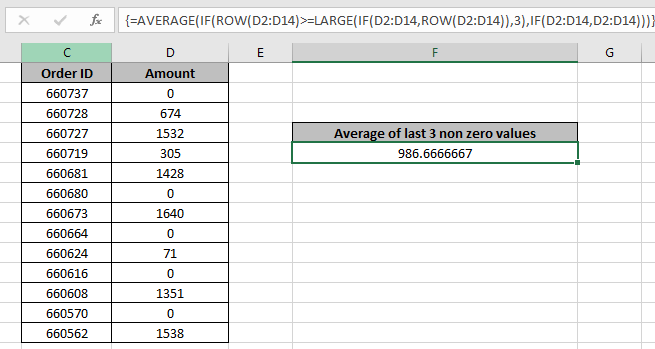 How to Find Average of the Last 3 Non zero Values in Microsoft