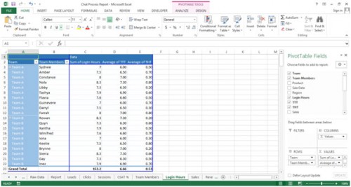 Chat Process Report Dashboard in Microsoft Excel