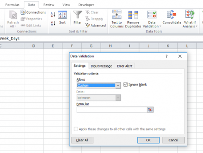 Validation of Text Entries in Microsoft Excel