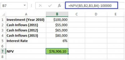 How to get Net Present Value Calculator in Microsoft Excel 2010