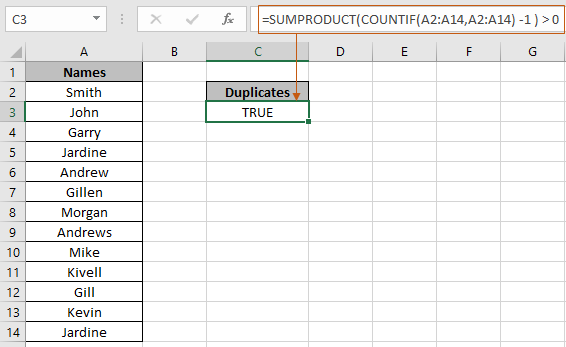 excel formula duplicate finder