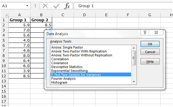 F-Test in Microsoft Excel | Tips