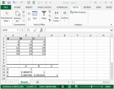 Calculate Correlation in Microsoft Excel