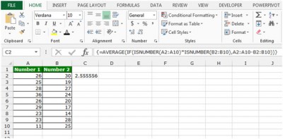 Array Formula in Microsoft Excel 2010