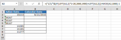 Convert Julian Date to a Calendar Date in Microsoft Excel