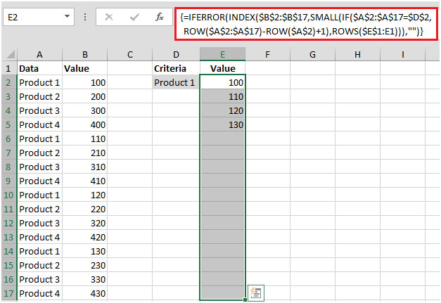 how-to-get-multiple-values-from-same-criteria-in-microsoft-excel-2010