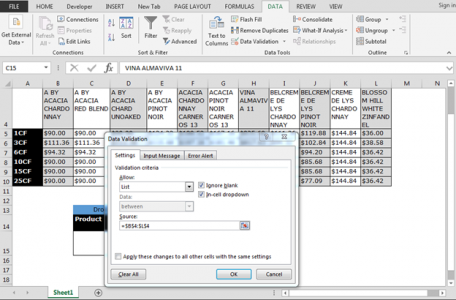 Way to use Vlookup function in Data Validation