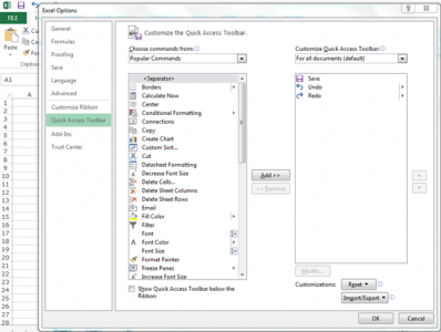 How to insert Quick Access Toolbar in Excel?