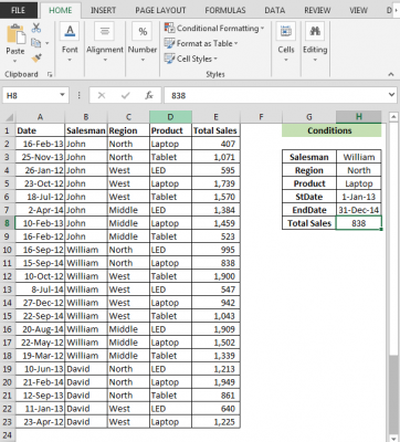 SUMIF Function With Multiple Criteria using VBA in Microsoft Excel