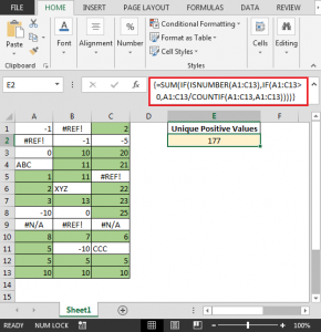 Excel Sum Only Positive Numbers