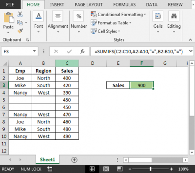 Using a Blank cell as a Criteria in Excel Sumifs