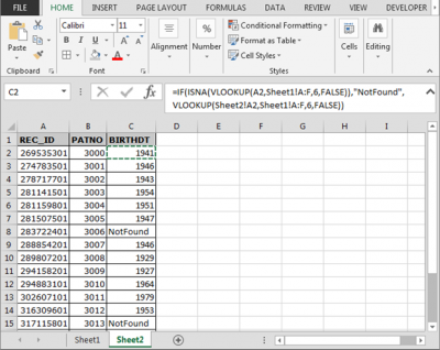 How to use IF, ISNA and VLOOKUP function in Excel?