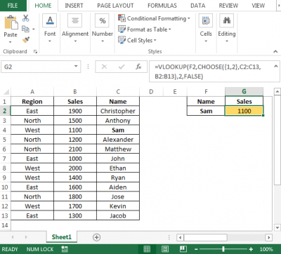 Reverse Vlookup in Microsoft Excel