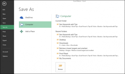 File Tab in Microsoft Excel