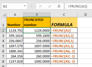 How to use the TRUNC function in Excel