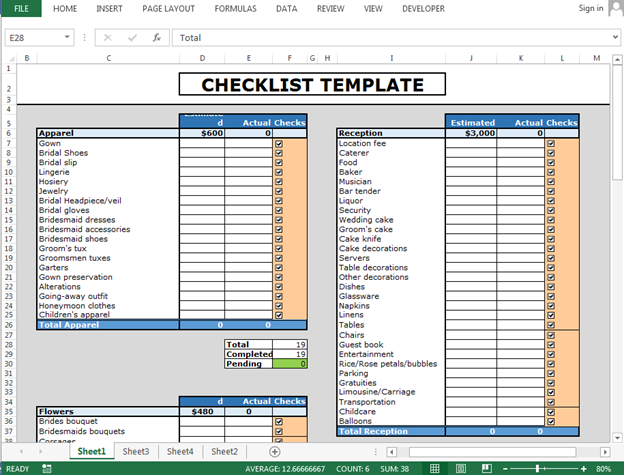 excel list templates