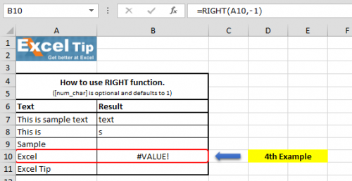 How to use RIGHT function in Excel