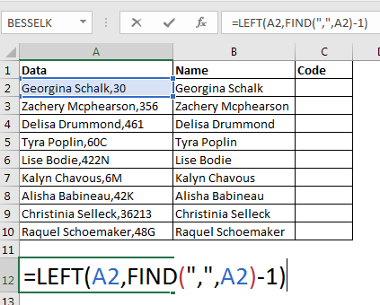 splitting first name and last name in excel 2011 for mac