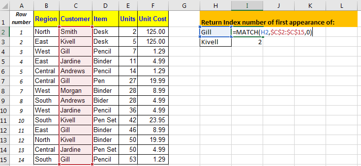 How To Use MATCH Function In Excel