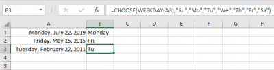 How to Get day name from Date in Excel