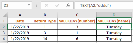 How to use WEEKDAY Function in Excel