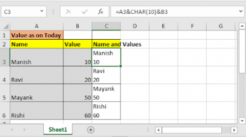 how to make a line break in excel formula