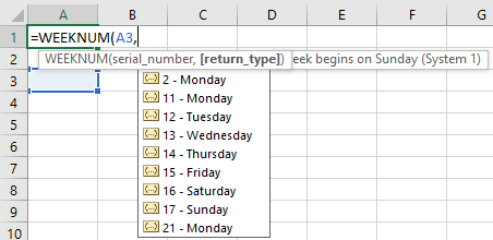 Weeknum excel как пользоваться