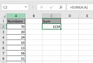 How to Sum across entire column in Excel