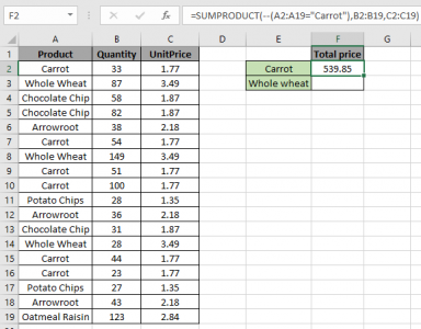 How to use the SUMPRODUCT function in Excel