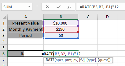 How to use the RATE Function in Excel