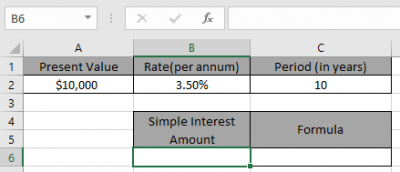 Simple interest formula in Excel