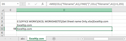 How to Get Sheet name of worksheet in Excel