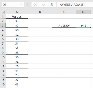 How to use the AVEDEV function in Excel