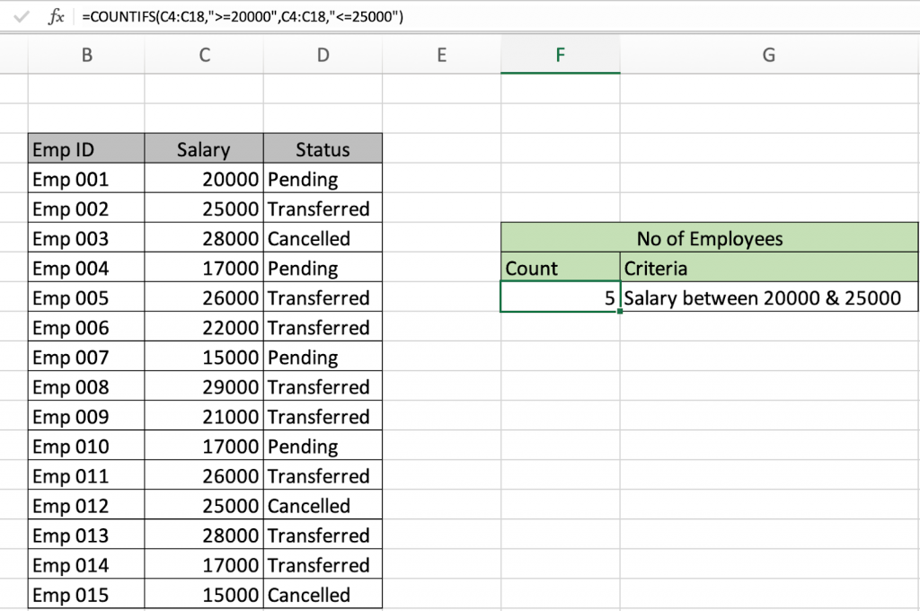 Excel Count Values In A Range Of Cells