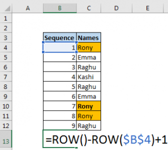 How To Get Sequential Row Number in Excel