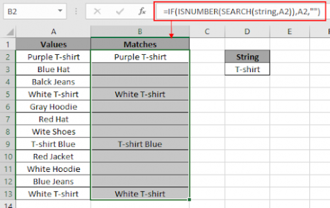 Partial matches in an array