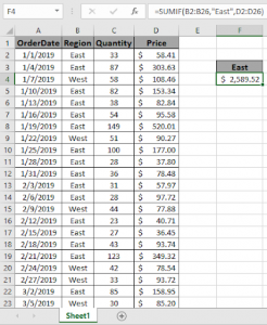 Sum if cell is equal to value