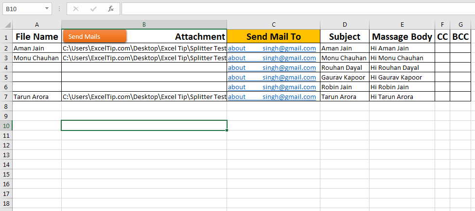 How To Send Bulk EMails From Excel VBA In One Click In Excel