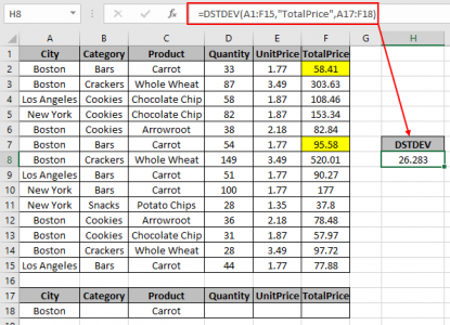 How to use the DSTDEV Function in Excel