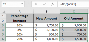 Get Original number In Excel From The Percent Change