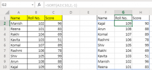 The SORT Function in Excel