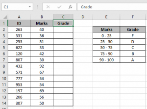 LOOKUP value between two numbers