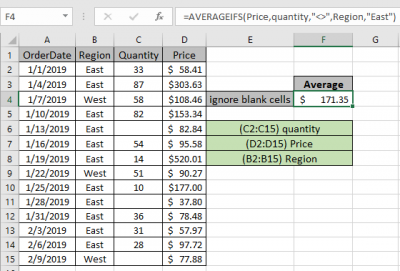 Average numbers if not blank in Excel