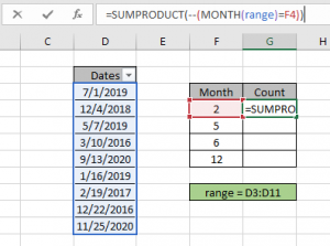 Count Birth Dates By Month in Excel