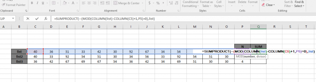 Sum every nth column in Excel