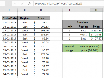 Find nth largest with criteria & nth smallest with criteria in excel