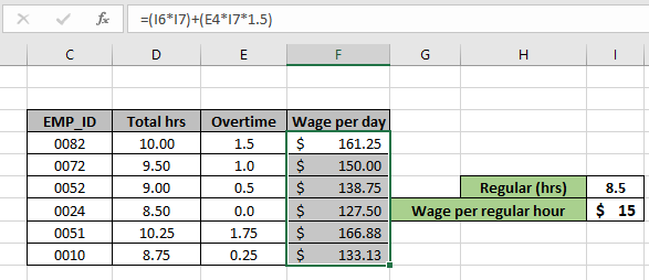 Calculate Overtime Amount Using Excel Formula